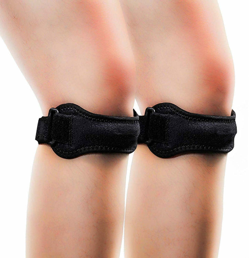 IPOW 2 Pack Knee Pain Relief & Patella Stabilizer Knee Strap Brace Support for Hiking, Soccer, Basketball, Running, Jumpers Knee, Tennis, Volleyball & Squats Black SBR Nylon - BeesActive Australia