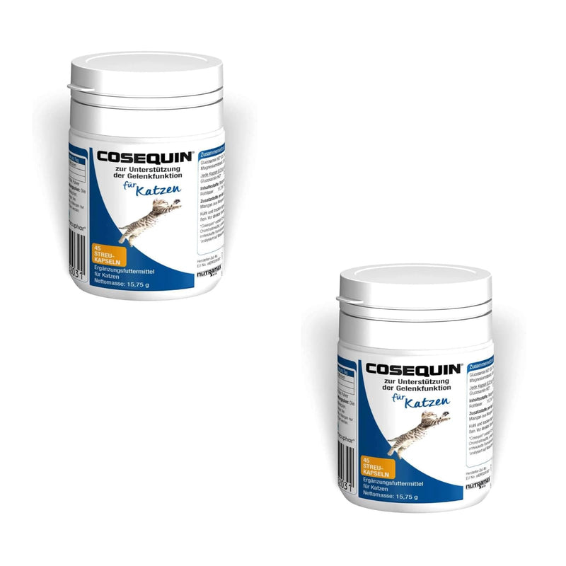 Ecuphar Cosequin cat | Double pack | 2 x 45 capsules | Supplementary food for cats | To support joints, cartilage and tendons | Contains glucosamine and chondroitin - BeesActive Australia