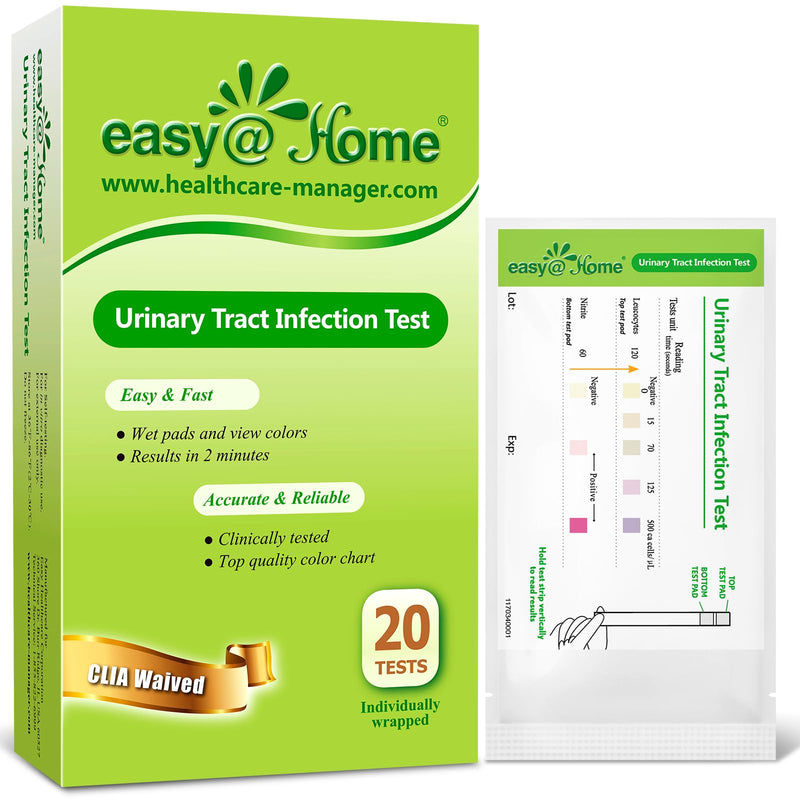 Easy@Home 20 Individual Pouches Urinary Tract Infection FSA Eligible Test Strips (UTI Test Strips) Monitor Bladder or Urinary Tract Issues by Testing Urine, 20 Tests/Box-FDA Cleared (UTI-20P) 20 Count (Pack of 1) - BeesActive Australia