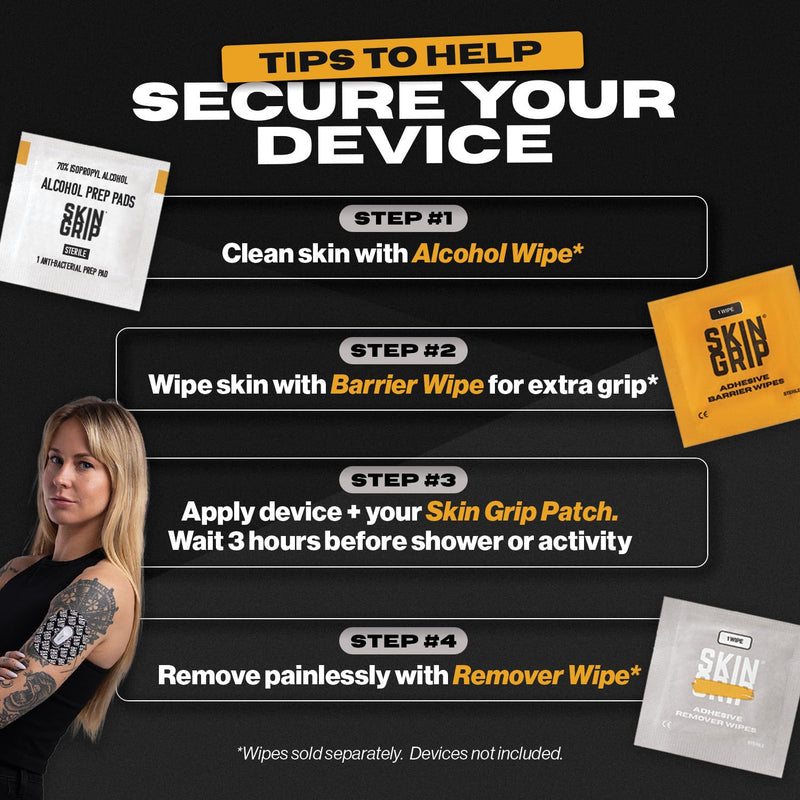 Skin Grip Adhesive Remover Wipes - 50 Ct | Medical Adhesive Remover for Skin | Dexcom Patch Removal | Skin-Friendly Adhesive Removal Wipes | Ostomy Adhesive Remover Wipes | CGMs & Sensor Cleanup