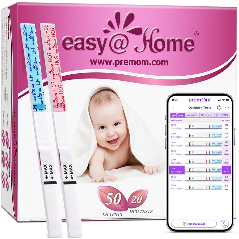 Easy@Home 50 Ovulation Test Strips and 20 Pregnancy Test Strips Combo Kit, (50 LH + 20 HCG)-Package May Vary 70 Count (Pack of 1) - BeesActive Australia