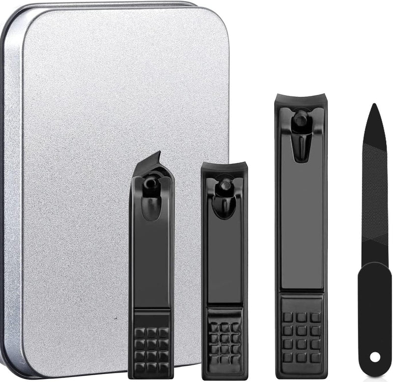 Nail Clippers Set, 4pcs Fingernail Clipper & Toenail Clipper & Slant Edge Nail Cutter with Nail File by HAWATOUR - BeesActive Australia