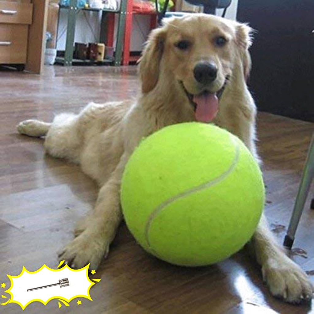 Giant 9.5" Dog Tennis Ball Large Pet Toys Funny Outdoor Sports Ball with Inflating Needles for Small Medium Large Dog 9.5 inch Yellow - BeesActive Australia