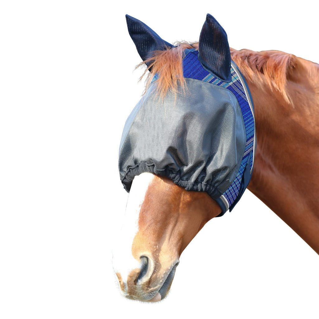 Kensington UViator Dartless Protective Fly Mask UV Eye Protection Mask for Horse with Web Trim and Soft Ears Cover - XL, Atlantis XL-Lrg.Horse 181 - Kentucky Blue - BeesActive Australia