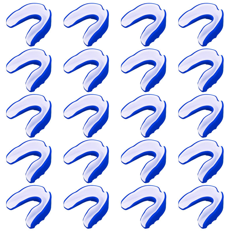 Frienda 20 Pcs Athletic Sport Mouth Guards Silicone Mouthguard Teeth Armor Game Guard Mouth Guard for Kids Adults Youth Wrestling Basketball Boxing MMA Football Taekwondo Karate, Blue and White - BeesActive Australia
