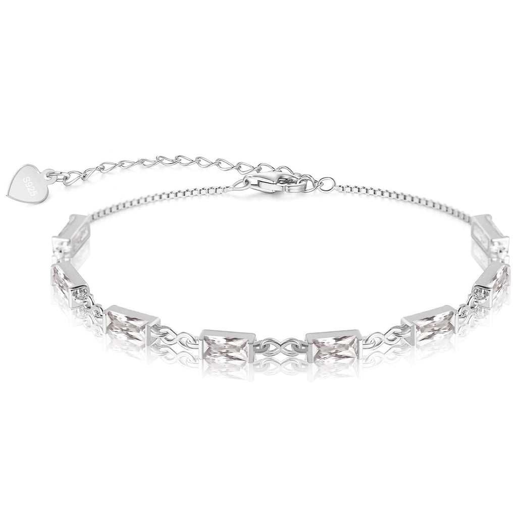 Augell 18K Gold Plated Bracelet for Women Girl, 5A Cubic Zirconia Tennis Bracelet, Hypoallergenic 925 Sterling Silver, Multicolored Birthstone Link Brecelet Ankle with Gift Box Radiant Purity - BeesActive Australia