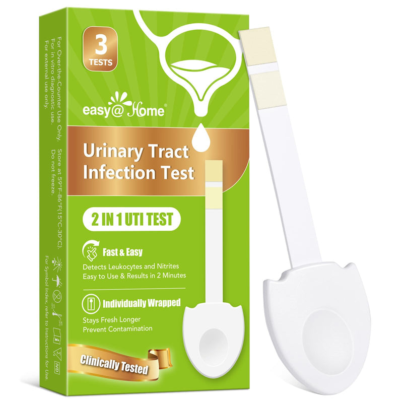 Easy@Home UTI Test Strips Urinary - Urine Tract Infection Testing Kit for Women Detect Leukocytes and Nitrites Tailored Handle Design Over The Counter (OTC) USE (3 Pack) UTI-EZU-102:3 - BeesActive Australia
