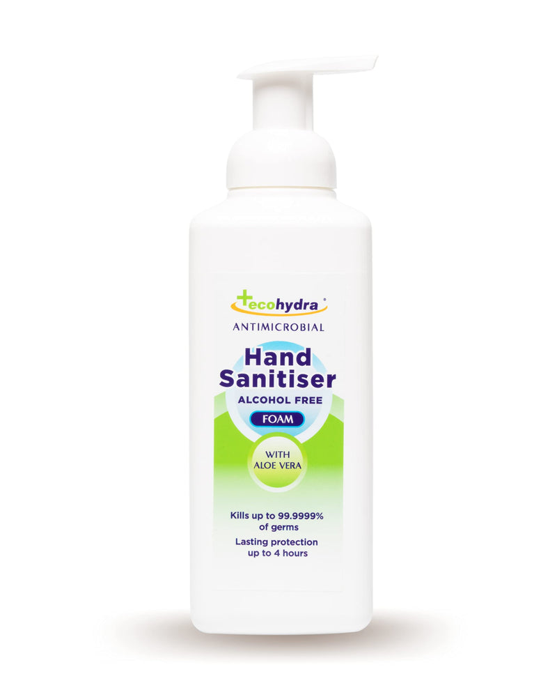 EcoHydra Alcohol Free Foam Hand Sanitiser - 500ml With Pump | NHS Approved, Hospital Grade Sanitiser | Kills Up To 99.9999% of Bacteria and Viruses | Kind On Skin, Safe For Children, Unscented 1 Count (Pack of 1) - BeesActive Australia
