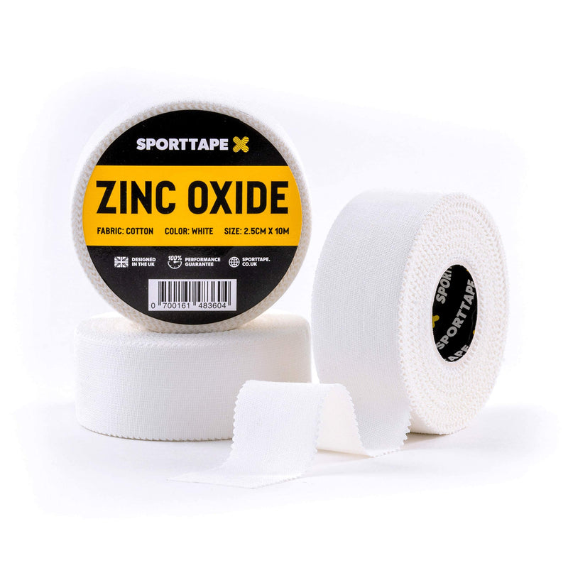 3 Rolls - SPORTTAPE Zinc Oxide Tape - 2.5cm x 10m - Wrist & Finger Tape | Boxing Tape, Wrist & Hand Wrap | Sports Strapping Tape, Athletic Tape for Rugby, Football, Rowing, Volleyball & Golf 2.5cm x 10m - 3 Rolls - BeesActive Australia