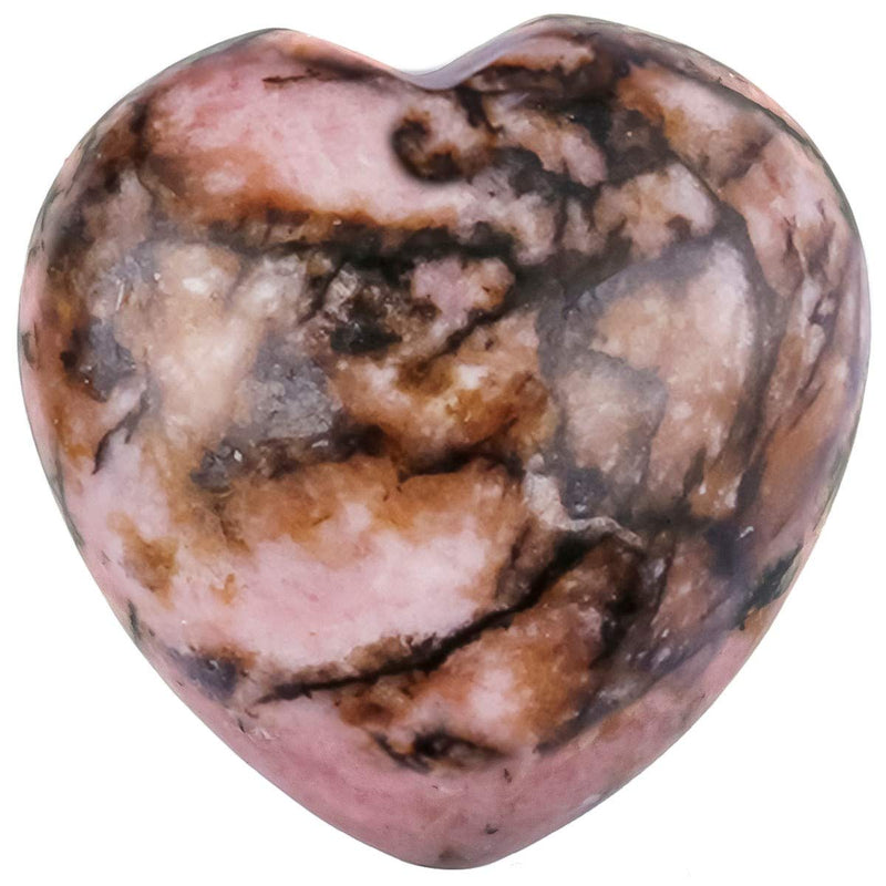 mookaitedecor 4pcs 25mm Natural Rhodonite Heart Shaped Crystal Decorative Worry Stones, Healing Crystal Gift Set, Love Heart Quartz Crystal Pocket Tumblestone Chakra Reiki Desk Decor 1 inch long Pink & Black - BeesActive Australia