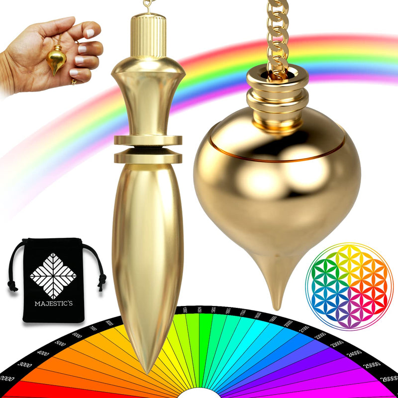 Egyptian Thot Dowsing Pendulum & Abbe Mermet drop Pendant in Gold Brass - Pack of 2 Divinatory Pendulums - BeesActive Australia