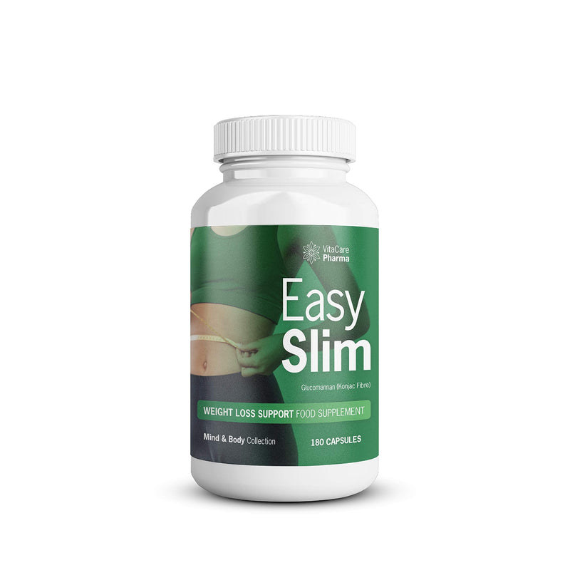 EasySlim Weight Loss Support for Men & Women | Glucomannan (Konjac Fibre) | Appetite Suppressant | Mind & Body Collection (1 Month Supply) 180 Count (Pack of 1) - BeesActive Australia