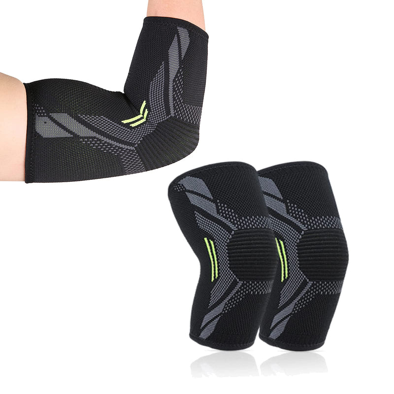 Amtrak Elbow Support Brace 2Pcs for Men and Women, Anti-slip Compression Elbow Sleeves for Tennis Elbow, Golfers Elbow, Arthritis, Weightlifting, Tendonitis, Joint Pain Relief,Moisture Wicking(M) M Black - BeesActive Australia