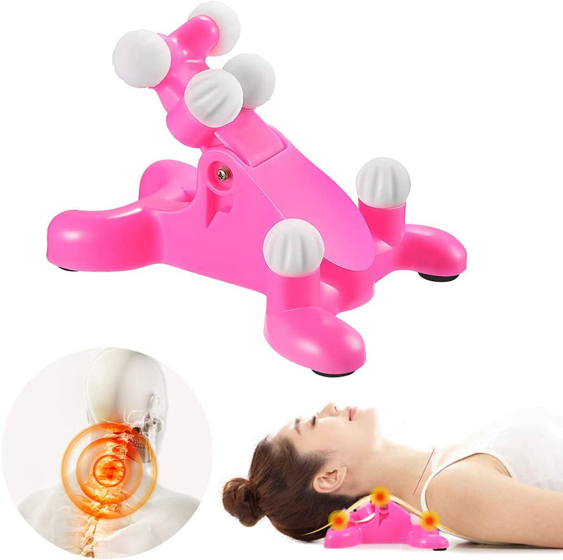 Cervical Neck Traction Massage Device, Silicone Massage Ball Trigger Point Therapy Tension Headache Relaxer Back Neck Relax Massager, Cervical Traction Equipment for Shoulder Pressure Neck Pain Relief - BeesActive Australia