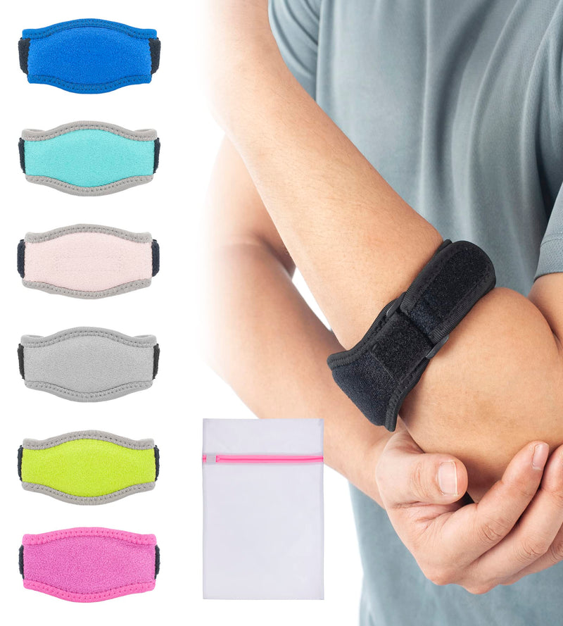 360 RELIEF Tennis & Golfers Elbow Support Brace - Padded Adjustable Strap for Men & Women | Pain Relief Injury Tendonitis Arthritis Basketball Weightlifting | Single Black with Mesh Laundry Bag | One Size - BeesActive Australia