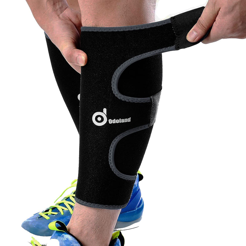 Odoland Calf Compression Sleeve Calf Brace for Calf Pain Relief Strain, Sprain, Tennis Leg and Calf Injury - Guard Leg and Adjustable Shin Splints Support for Sport Recovery Fitness and Running #2 Black - BeesActive Australia
