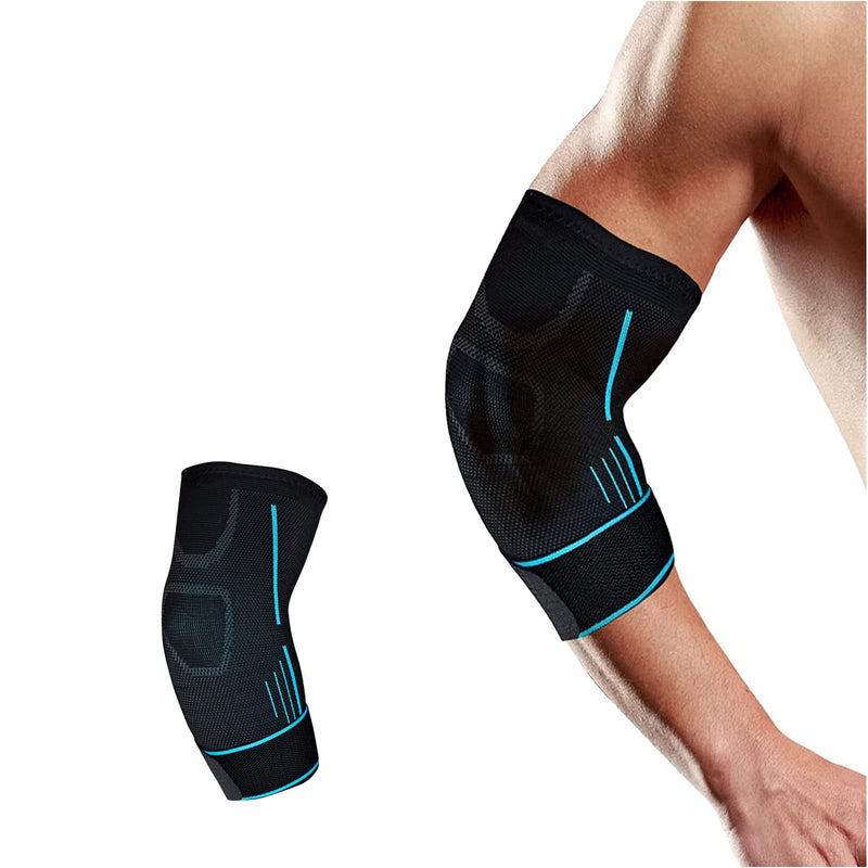 SONGQEE Elbow Support For Men, Elbow Tennis Support Strap Brace Compression Sleeves for Weightlifting, Gym, Sports Protection, Elbow Golfers Arm Support Pads for Pain Relief, Arthritis, Tendonitis L Blue - BeesActive Australia