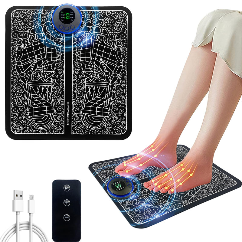 Electric Feet Massager, EMS Foot Massager, Folding Portable Rechargeable Foot Massage Mat, Reflexology Electronic Foot Massager Machine for Pain and Circulation, 8 Modes 19 Intensities Relax Muscles - BeesActive Australia