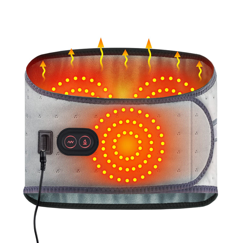 Electric Heating Pad for Back and Belly Massage, Heated Waist Belt Abdomen Warmer Belt with 3 Fast Heating Massaging Modes, Super Soft for Waist Back Pain Relief with 1.2m Adapter-49inches Long 49x9in Light Grey - BeesActive Australia