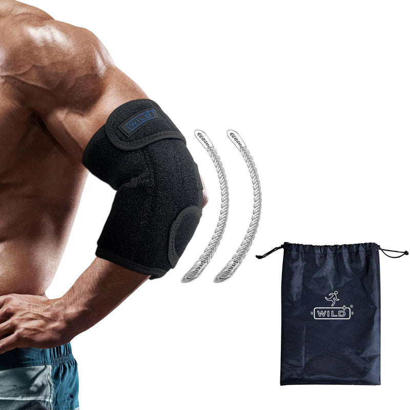 WILD+ Elbow Support, Adjustable Elbow Brace Strap with 2 Spring Splints, Tennis Elbow Splint Arm Sleeves for Arthritis, Tendonitis, Golfers, Joint Pain, Sports Injury (A Storage Bag) , Red-Small Small - BeesActive Australia