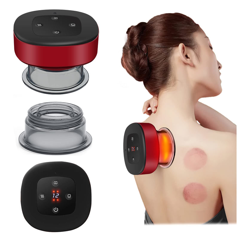 Electric Cupping Set Victop 4 in 1 Vacuum Cupping Massager Machine Smart Cupping Therapy Massager Rechargeable Cups Scraping Tools with 12 Adjustable Suctions Temperatures for Muscle Pain Relief - BeesActive Australia