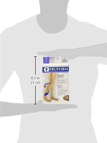 Truform 20-30 mmHg Compression Stockings for Men and Women, Thigh High Length, Dot-Top, Open Toe, Beige, Medium - BeesActive Australia