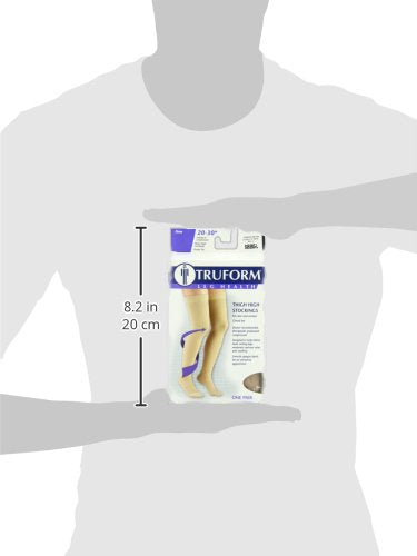 Truform 20-30 mmHg Compression Stockings for Men and Women, Thigh High Length, Dot Top, Closed Toe, Beige, Large - BeesActive Australia