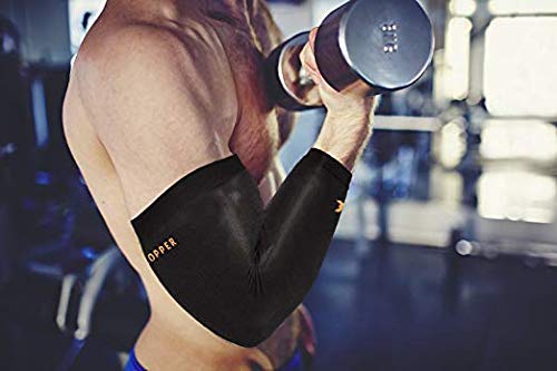 Thx4COPPER Elbow Compression Sleeve(2 Pack) - Copper Infused Support -Guaranteed Recovery Copper Elbow Brace-Idea for Workouts, Sports, Golfers, Tennis Elbow, Arthritis, Tendonitis-Small S (Pack of 2) - BeesActive Australia