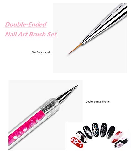 5PCS Nail Art Liner Brushes Pens Dual-Ended Nail Art Point Drill Drawing Brush Pen Acrylic Manicure Tool Nail Art Design Dotting Pen Tools for Home DIY and Salon - BeesActive Australia