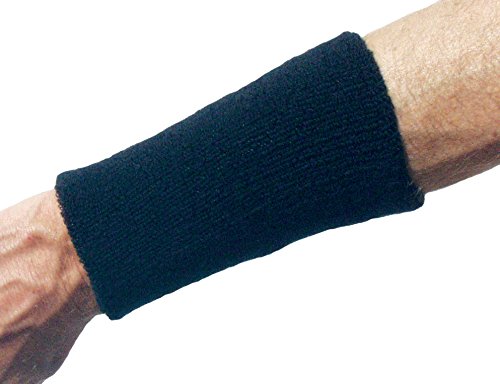 Unique Sports Wrist Towel - 6 inch long thick wristband Black - BeesActive Australia