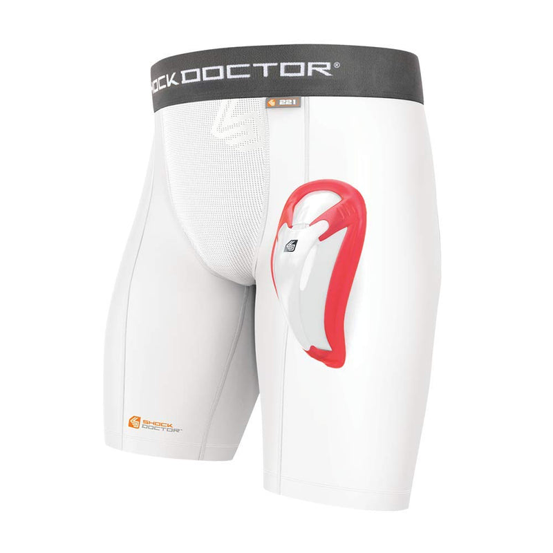 Shock Doctor Men's Core Compression Short with Bio-Flex Cup - Adult - Large - White - BeesActive Australia