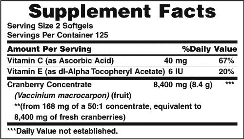 Nature's Bounty Triple Strength Cranberry w/Vitamin C Softgel - 250ct, 0.18 Bottle - BeesActive Australia