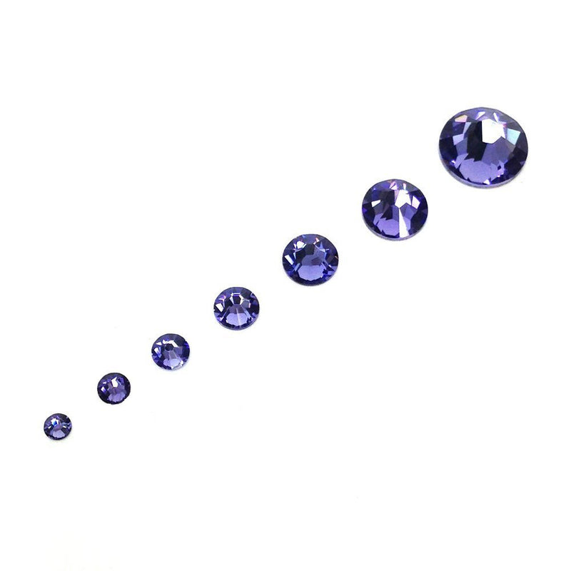 TANZANITE (539) purple violet 144 pcs Swarovski 2058/2088 Crystal Flatbacks purple rhinestones nail art mixed with Sizes ss5, ss7, ss9, ss12, ss16, ss20, ss30 - BeesActive Australia
