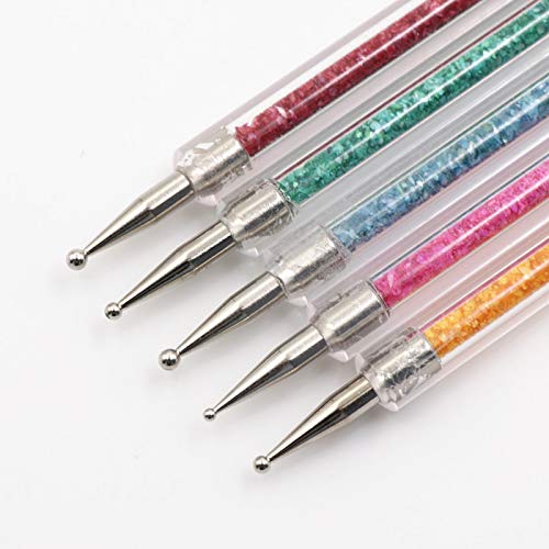 FULINJOY Pack of 5 Nail Art Brushes, Double-ended Nail Dotting Pen Liner Brush Nail Art Point Drill Drawing Tools Set - BeesActive Australia