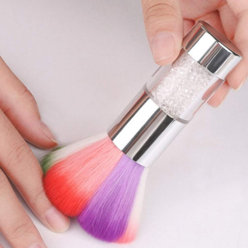 2 Pieces Nail Art Dust Brush Nail Brush Remover Cleaning Nail Art Dust Brush Remover with Shiny Rhinestone Handle For Acrylic Gel UV Nail(Silver, Golden) - BeesActive Australia