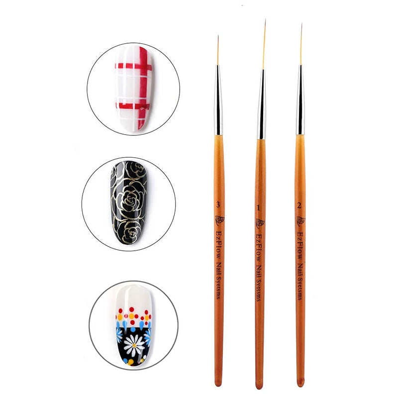 3Pcs Nail Art Drawing Line Brush Painting Pen Nail Dotting Tool Set, Novice Entry Nail Tool, Smooth and Good Operation - BeesActive Australia