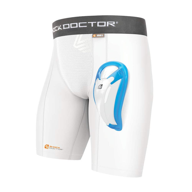 Shock Doctor Men's Core Compression Short with Bio-Flex Cup - Adult - Large - White - BeesActive Australia