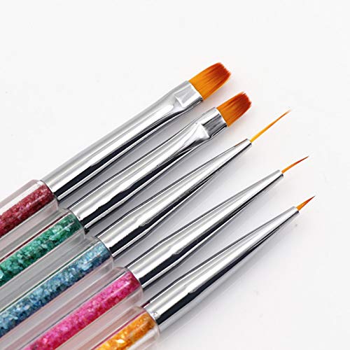 FULINJOY Pack of 5 Nail Art Brushes, Double-ended Nail Dotting Pen Liner Brush Nail Art Point Drill Drawing Tools Set - BeesActive Australia