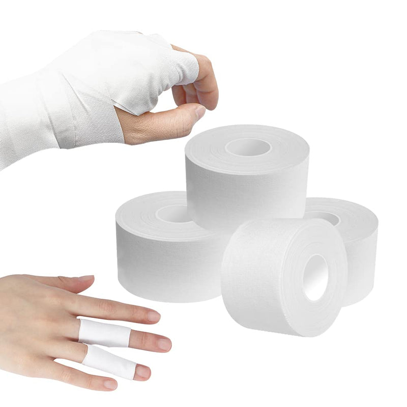 4 Rolls Winner Athletic Tape - Finger & Wrist & Ankle Sports Tape - 3.8cm x 13.7m, No Sticky Residue | Latex Free - Medical Grade Bandage Tape for Hockey Stick, Lifters, Ballet, Climbers & Boxing White - BeesActive Australia