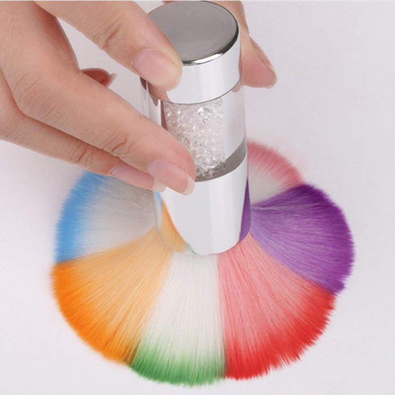 2 Pieces Nail Art Dust Brush Nail Brush Remover Cleaning Nail Art Dust Brush Remover with Shiny Rhinestone Handle For Acrylic Gel UV Nail(Silver, Golden) - BeesActive Australia