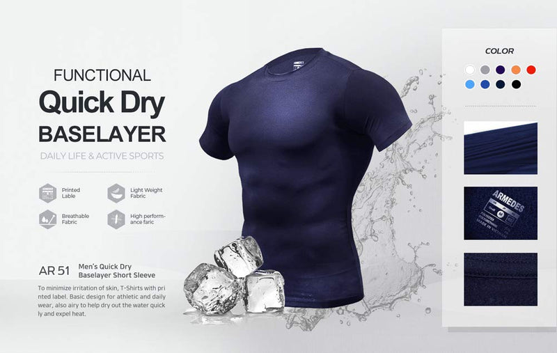 ARMEDES Mens Short Sleeve T-Shirt Cool Dry Compression Baselayer 51/131/132 Yellow XX-Large - BeesActive Australia