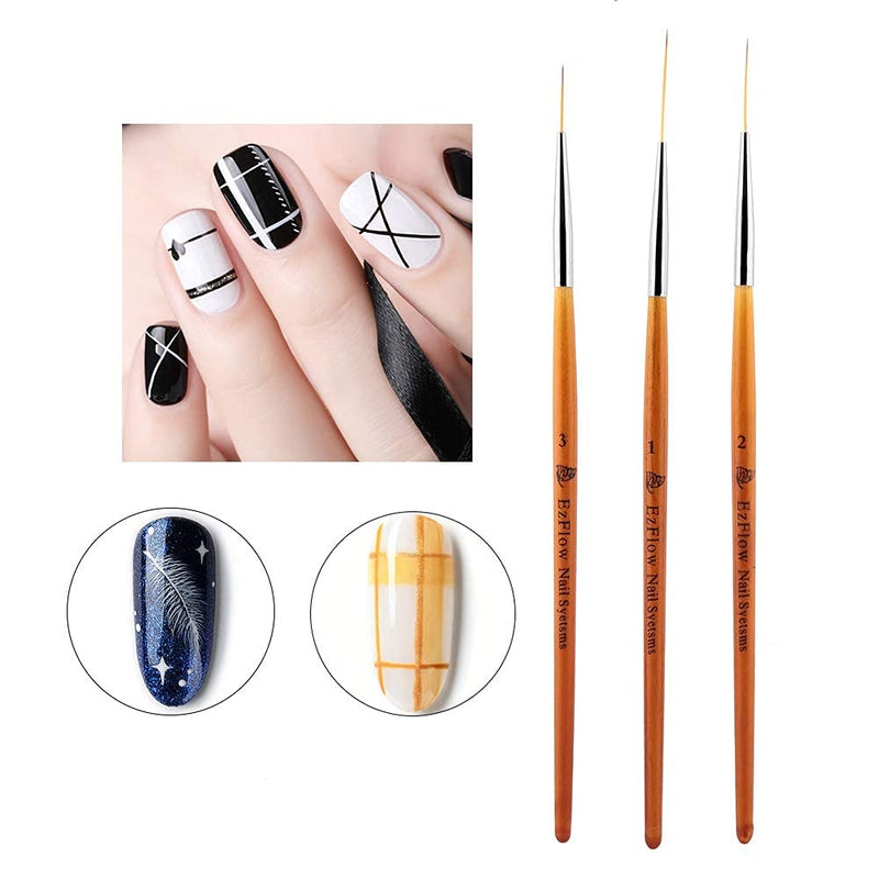 3Pcs Nail Art Drawing Line Brush Painting Pen Nail Dotting Tool Set, Novice Entry Nail Tool, Smooth and Good Operation - BeesActive Australia