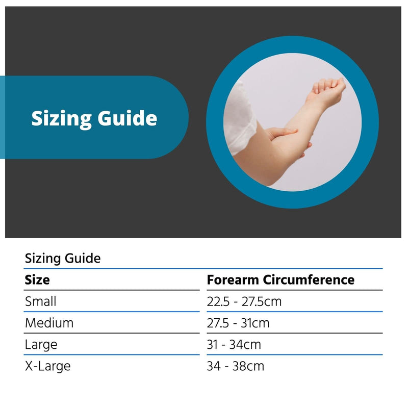 Solace Bracing Antibacterial Tennis Elbow Support (3 Colours) - British Made & NHS Supplied Tennis Elbow Brace w/Compression Strap - #1 for Tennis & Golfer's Elbow Tendonitis - Black/Blue Trim - S Small Black / Blue Trim - BeesActive Australia