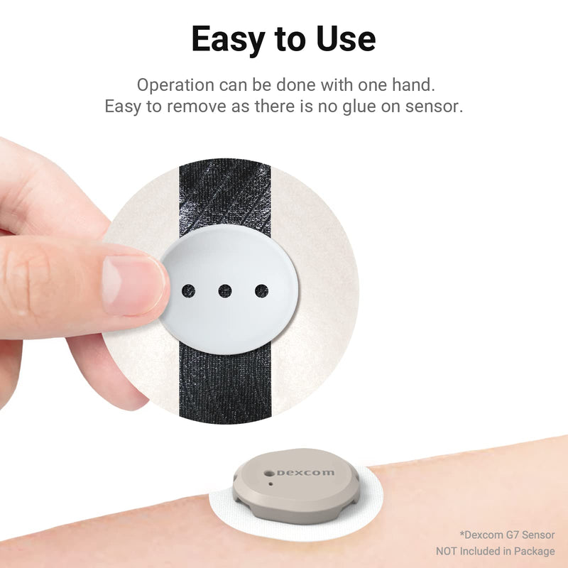 KOVOQ Dexcom G7 Adhesive Patches, 25 Waterproof Adhesive Patches + 1 Reusable Hardshell Cover for Dexcom G7, Latex-Free, Hypoallergenic, Breathable (BLK) - BeesActive Australia
