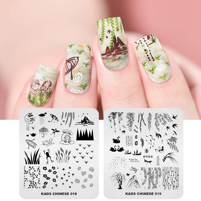 KAD Nail Stamping Plates 8pcs Templates Nail Art Plates set Chinese Style Series - BeesActive Australia