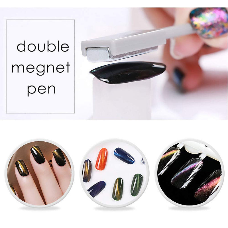 SILPECWEE 3Pcs 3D Cat Eyes Nail Art Magnetic Pen Set Double Head Magnet Stick UV Gel Magic Manicure Tools For DIY&Salon NO1 - BeesActive Australia