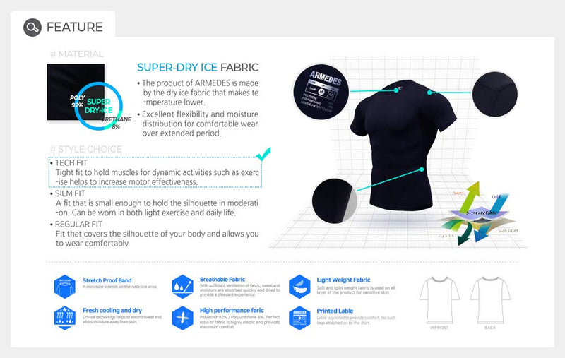 ARMEDES Mens Short Sleeve T-Shirt Cool Dry Compression Baselayer 51/131/132 Yellow XX-Large - BeesActive Australia