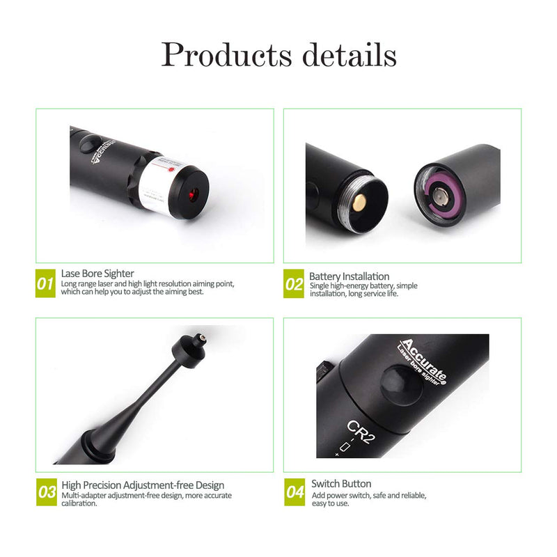 Laser Bore Sight Kit Multiple Calibers, Green/Red Dot Boresighter Set