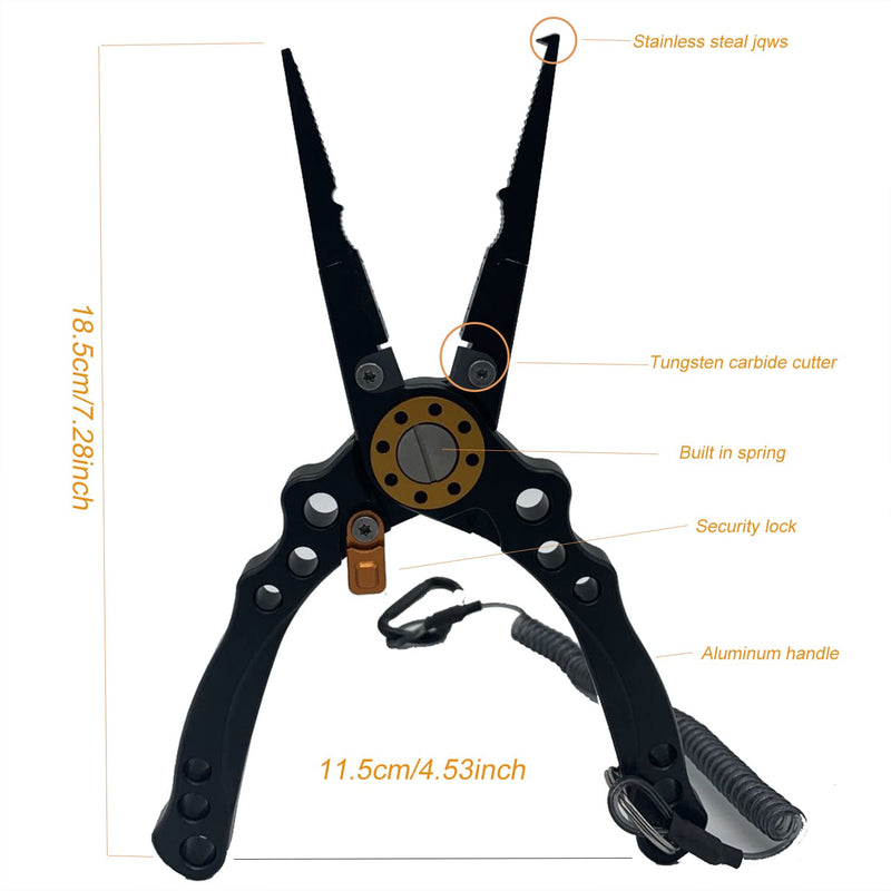 DEBIDSTL Fishing Pliers Fishing Line Scissors,Multi-Function Fishing Pliers Fishing Hook Remover Tool Tackle Kit,Fishing Gifts for Men,Father BLACK - BeesActive Australia