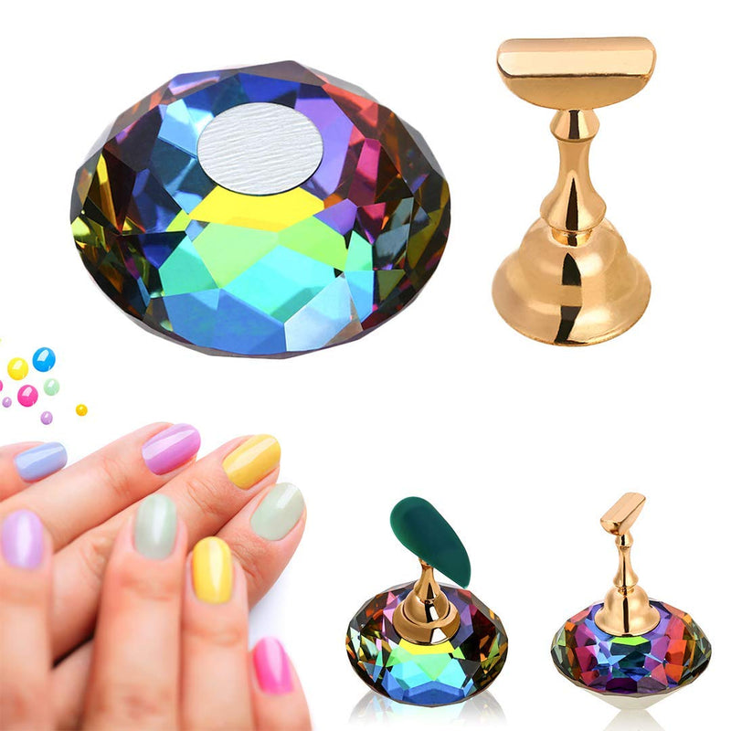 Tvoip 1Pcs Magnetic Nail Holder Practice Training Display Stand Acrylic Crystal Holders Alloy False Nail Tip Salon DIY Manicure Tools - BeesActive Australia